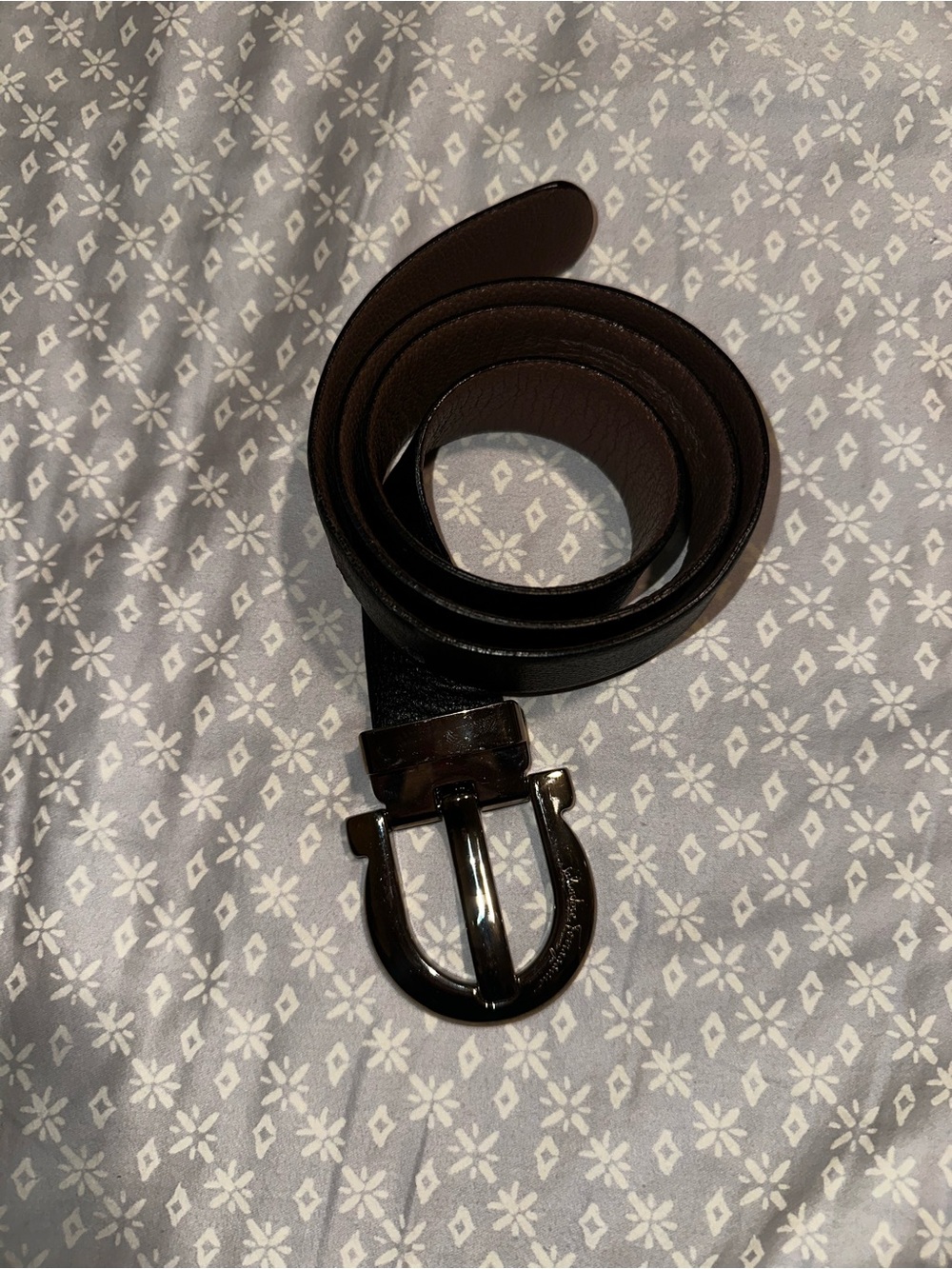 Classic Dark Brown Leather Belt with Polished Gunmetal Buckle